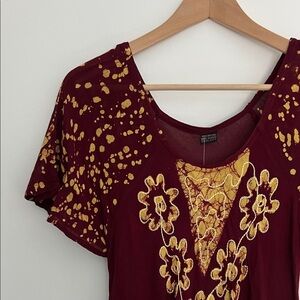 nwt burgundy and yellow dress swimsuit coverup one size